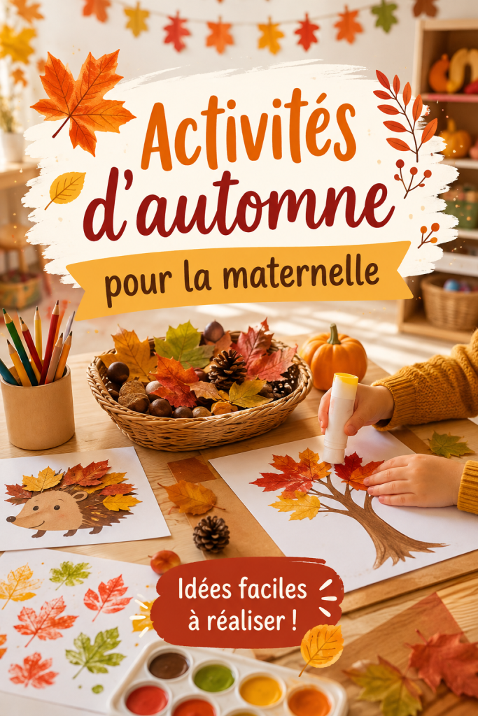 Enfants jouant dans les feuilles d'automne lors d'activités en plein air.