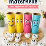Une maman s'amusant avec son enfant en réalisant une activité créative.