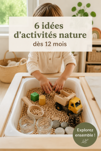 Un bébé explorant la nature avec sa mère, découvrant des fleurs et des feuilles.