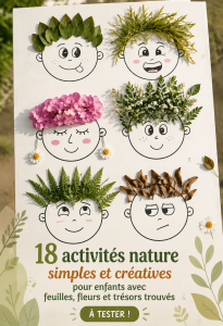Enfants faisant des activités créatives avec des matériaux naturels en plein air