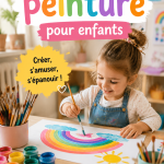 Enfant peignant joyeusement sur une toile avec des couleurs vives