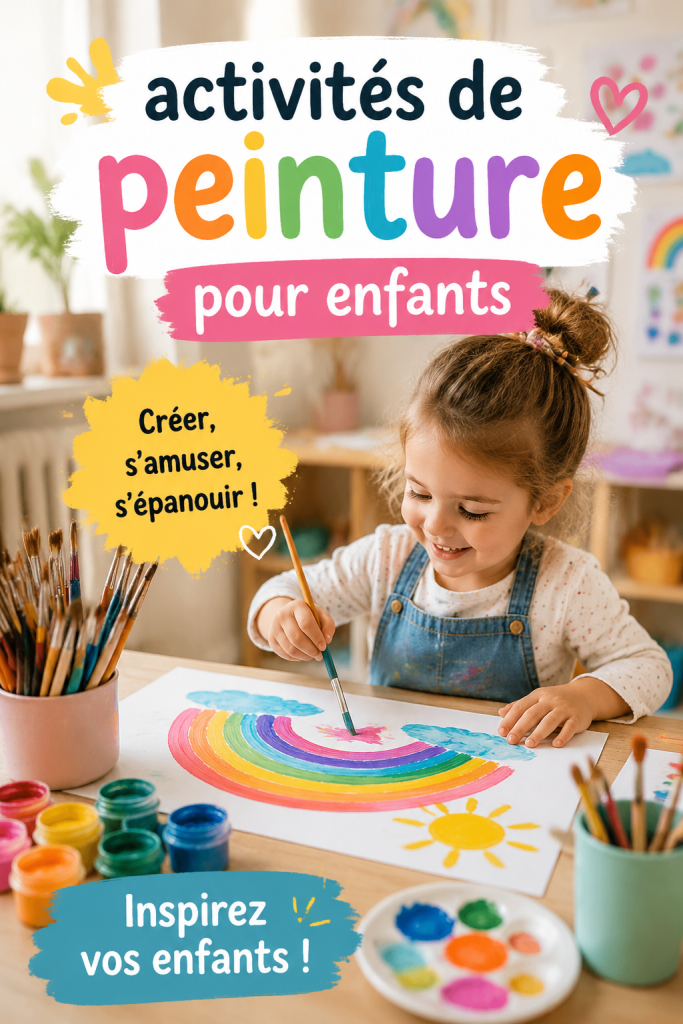 Enfant peignant joyeusement sur une toile avec des couleurs vives