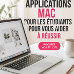 Un étudiant utilisant un Mac avec des applications productives ouvertes.