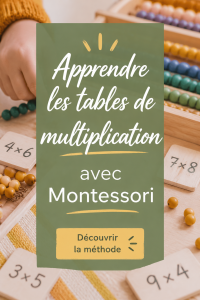 Enfant utilisant des outils Montessori pour apprendre les tables de multiplication.