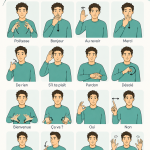 Illustration de signes de politesse en Langue des Signes Française (LSF) montrant un geste convivial.