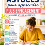 Un étudiant concentré sur ses études avec des notes et des livres autour de lui, illustrant les techniques d'apprentissage.