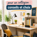 Un bureau bien organisé pour un collégien, avec un espace de travail clair et inspirant.