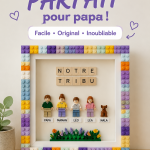 Un cadre décoré de briques LEGO pour un cadeau original.
