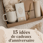 Cadeaux d'anniversaire uniques pour femme, présentés sur une table décorée