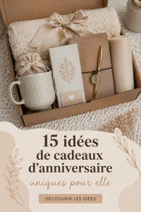 Cadeaux d'anniversaire uniques pour femme, présentés sur une table décorée