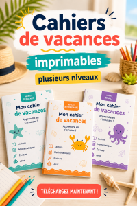Cahiers de vacances imprimables colorés et éducatifs pour enfants