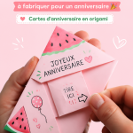 Carte d'anniversaire surprise en origami faite main, colorée et originale.