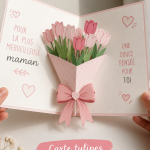 Carte cadeau tulipe réalisée à la main pour la fête des mères