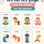 Cartes de yoga pour enfants avec illustrations d'animaux
