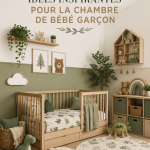 Chambre de bébé garçon décorée avec des couleurs douces