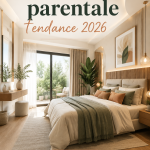 Chambre parentale moderne avec des couleurs tendances et un mobilier chaleureux