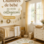 Chambre bébé cosy au style cottage avec meubles en bois et tons doux.