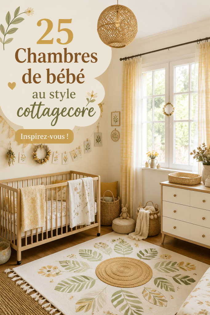 Chambre bébé cosy au style cottage avec meubles en bois et tons doux.