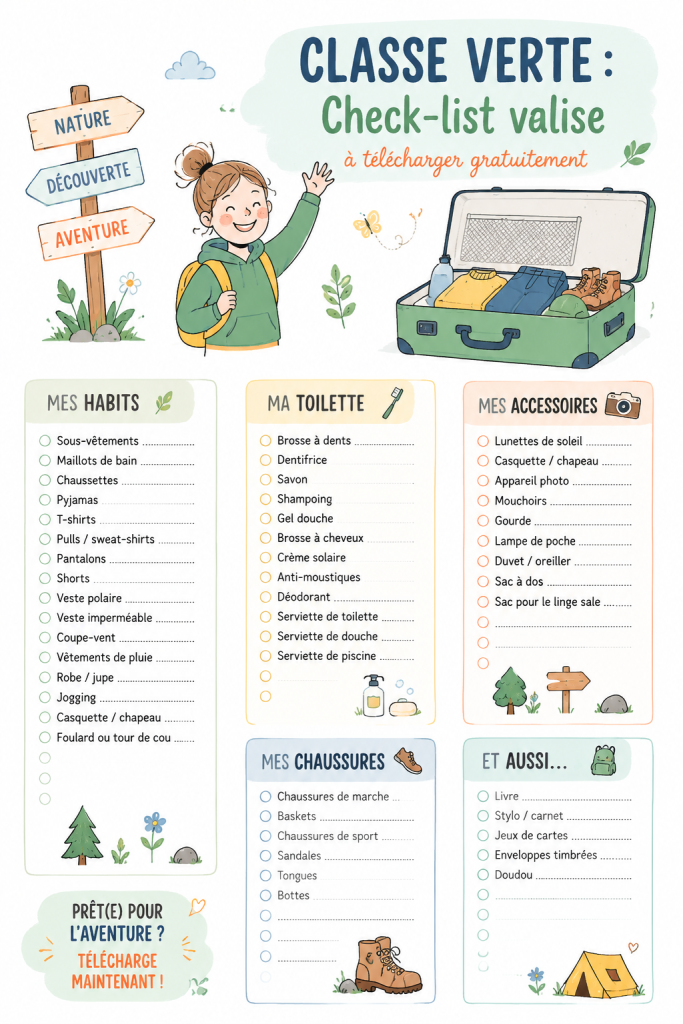 Image d'une check-list de classe verte à télécharger
