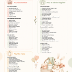 Checklist de naissance avec des articles essentiels pour accueillir un bébé