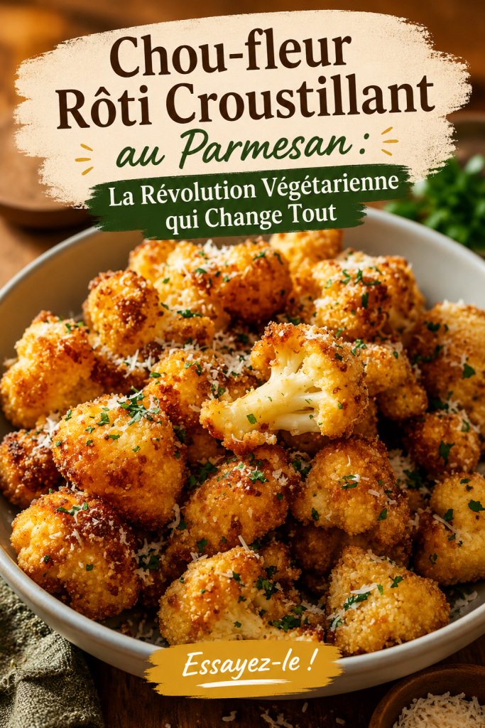 Chou-fleur rôti croustillant au parmesan, plat coloré et savoureux