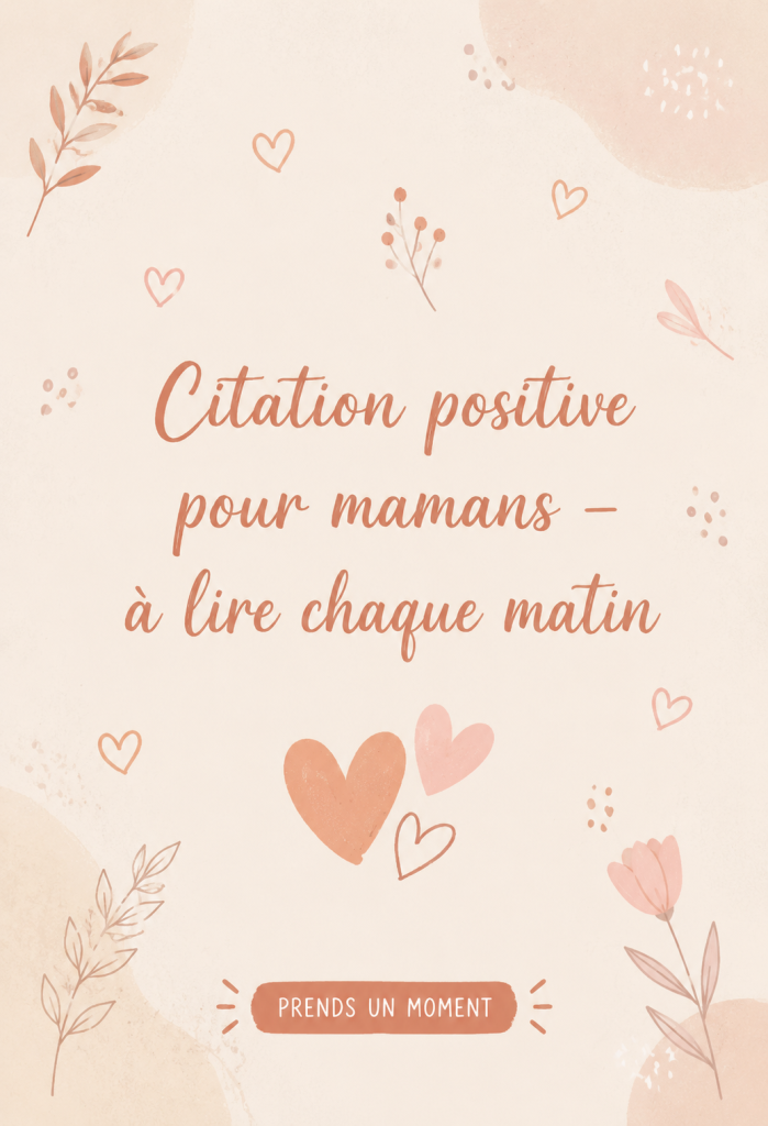 Une maman entourée de citations positives pour débuter la journée