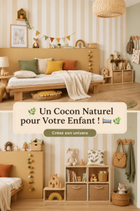 Chambre d'enfant chaleureuse décorée avec des éléments naturels