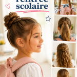 Enfant avec une coiffure tendance et pratique pour la rentrée scolaire.