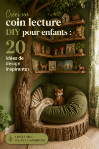 Un coin lecture DIY douillet pour enfants avec des coussins et des livres colorés.