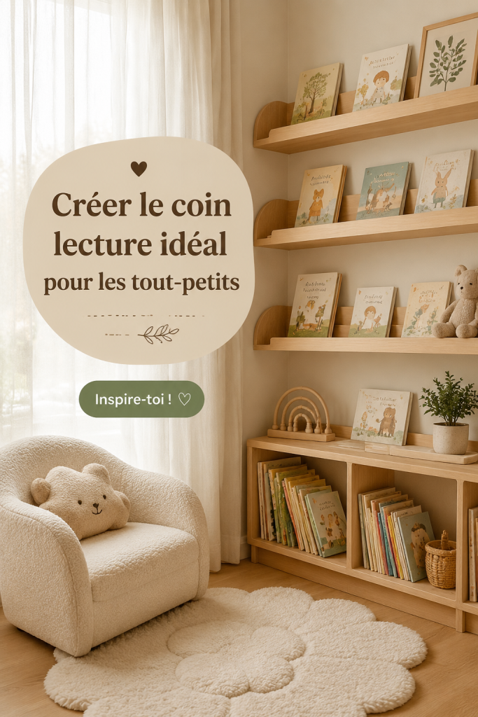 Coin lecture douillet pour enfants avec des livres colorés et des coussins
