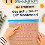 Un collage d'images de comptes Instagram proposant des activités DIY Montessori