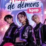 Costume de chasseur de démons inspiré de la Kpop pour enfants, coloré et créatif.