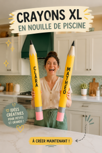 Un assortiment de crayons colorés en nouilles de piscine sur une table d'art.
