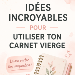 Un carnet vierge ouvert avec des fournitures de bureau créatives autour de lui.