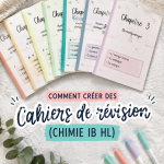 Un étudiant préparant des cahiers de révisions sur un bureau