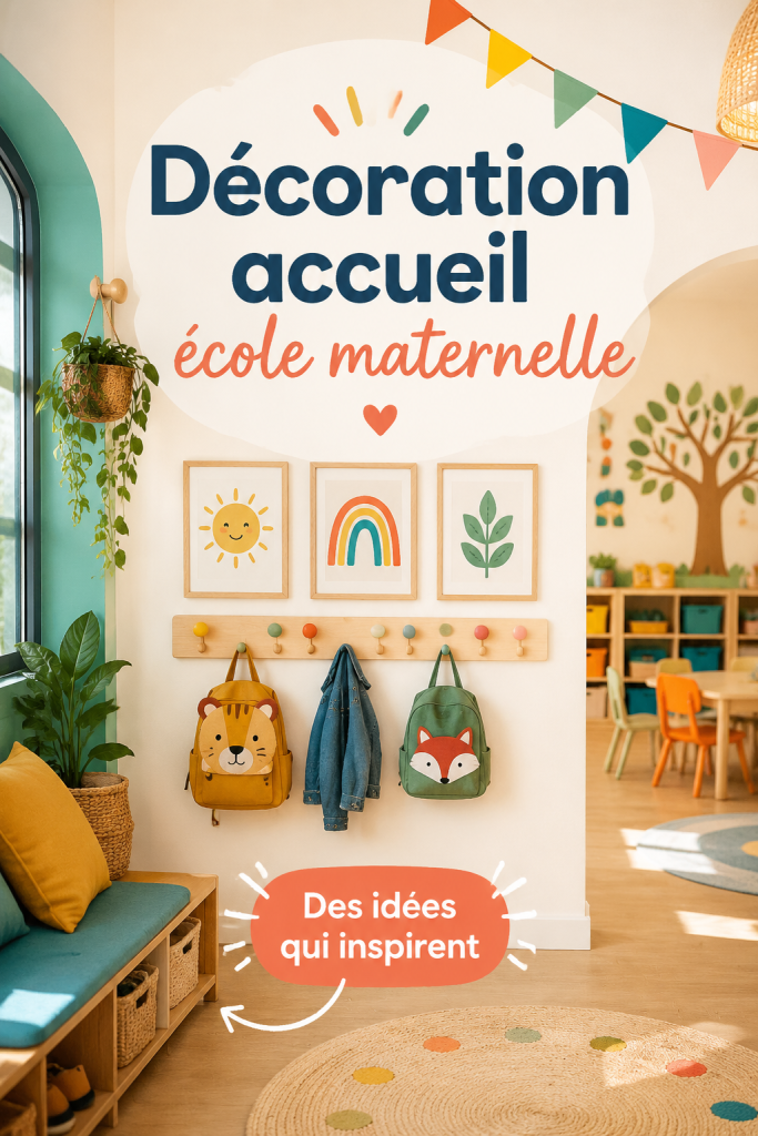 Espace d'accueil coloré et accueillant dans une école maternelle