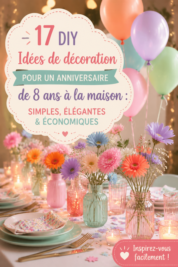 Décorations colorées pour un anniversaire d'enfant avec des éléments DIY.