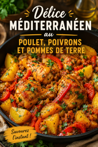 Plat de poulet méditerranéen avec poivrons et pommes de terre