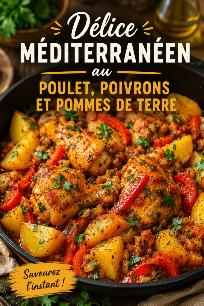 Plat de poulet méditerranéen avec poivrons et pommes de terre
