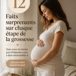 Illustration montrant les différentes étapes de la grossesse avec des éléments éducatifs.