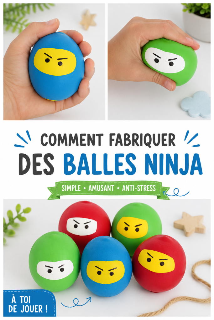 Balles anti-stress en forme de ninja fabriquées avec des matériaux recyclés