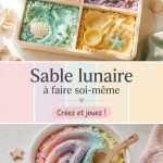 Sable lunaire fait maison dans un bol, prêt à être utilisé par des enfants