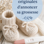 Annonce créative de grossesse avec une photo d'un couple heureux