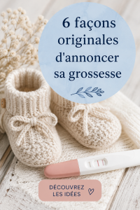 Annonce créative de grossesse avec une photo d'un couple heureux
