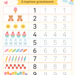 Femme et enfant utilisant une feuille d'exercice de traçage de chiffres