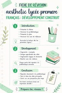 Image d'une fiche de révision esthétique et bien structurée pour un lycéen.