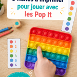 Fiches de jeu Pop It imprimées, prêtes à être utilisées par des enfants
