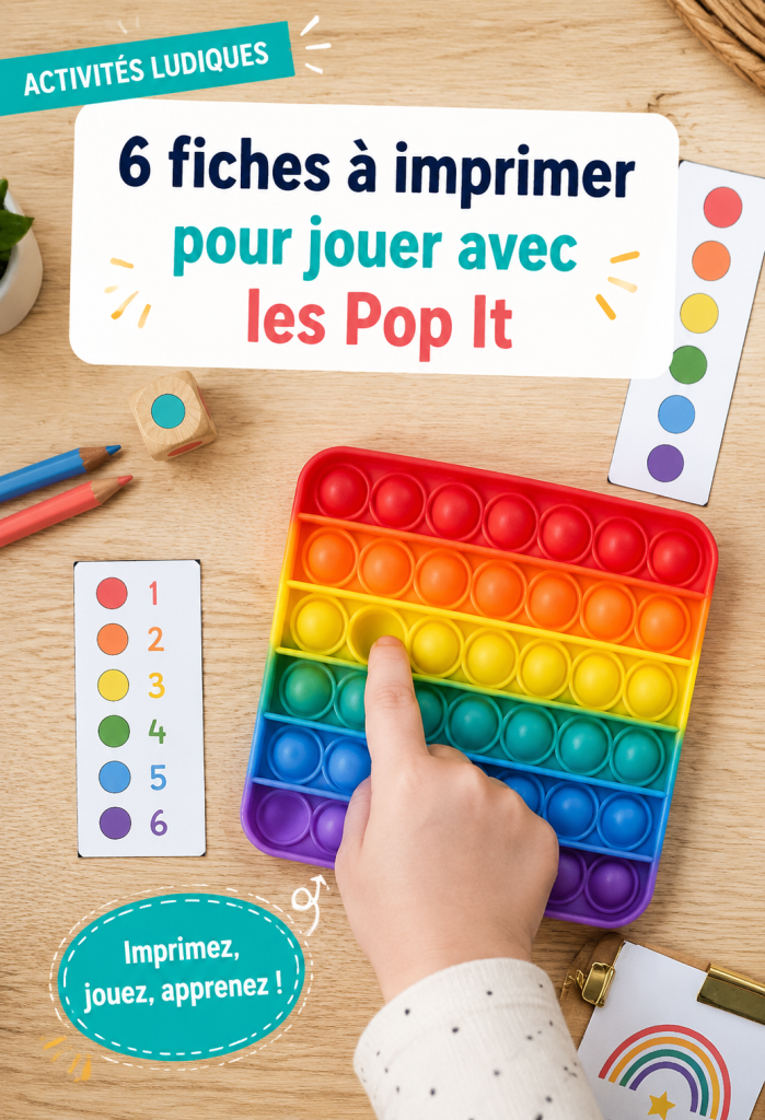 Fiches de jeu Pop It imprimées, prêtes à être utilisées par des enfants