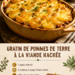 Gratin de pommes de terre à la viande hachée, un plat réconfortant prêt à être servi.