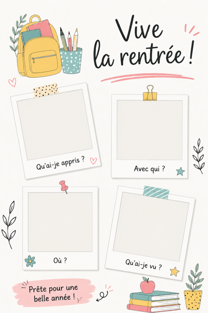 Un bureau bien organisé avec des fournitures scolaires prêtes pour la rentrée.
